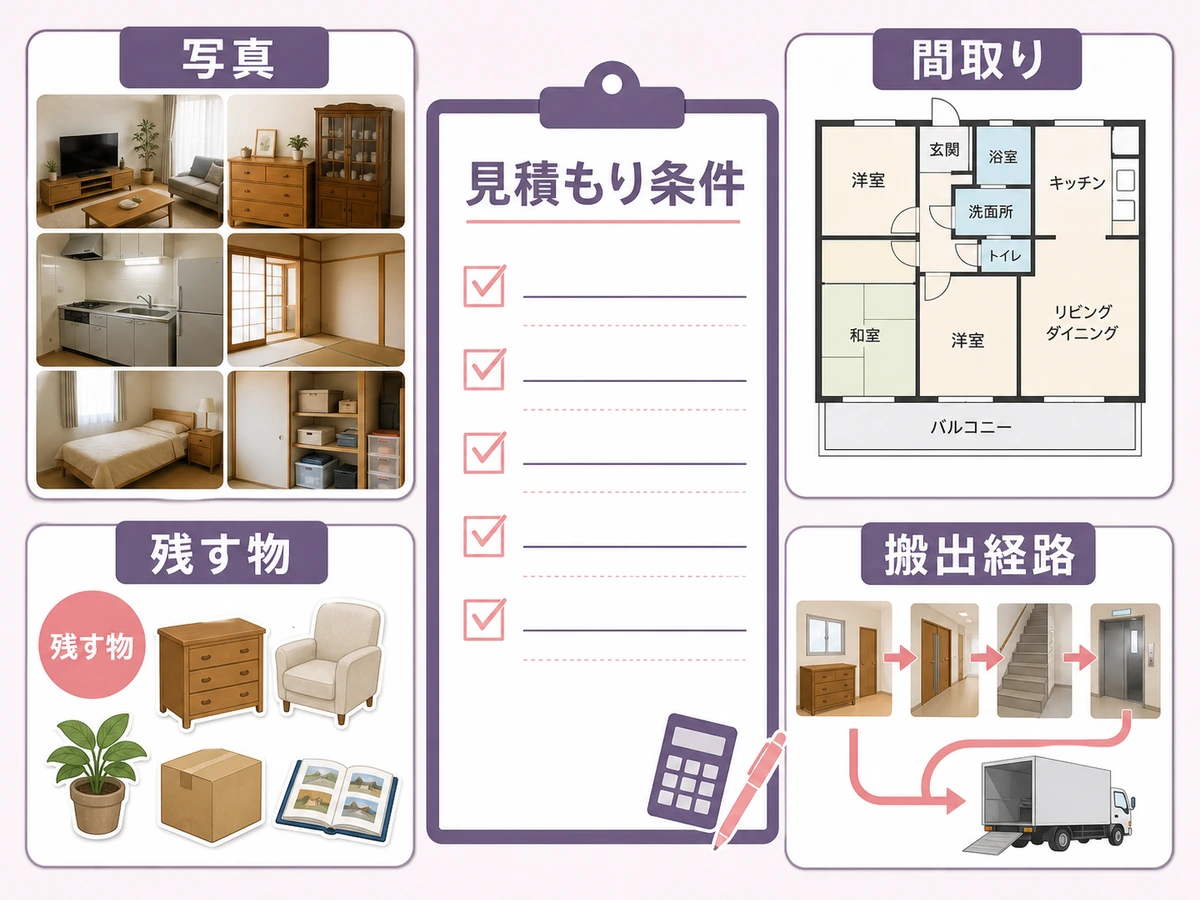 生前整理の見積もり前に写真・間取り・残す物・搬出経路を準備するチェックリスト