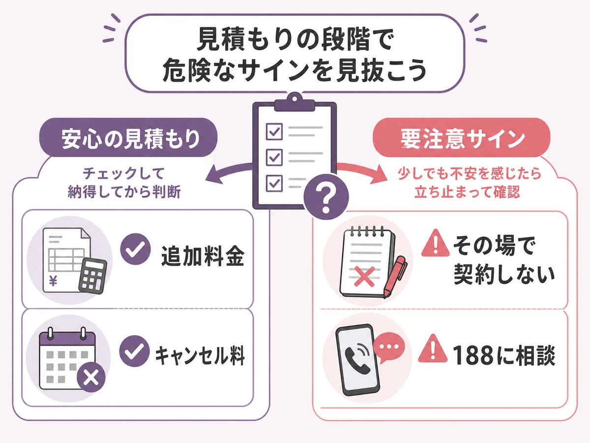 安すぎる見積もりや即決要求を判断する分岐図