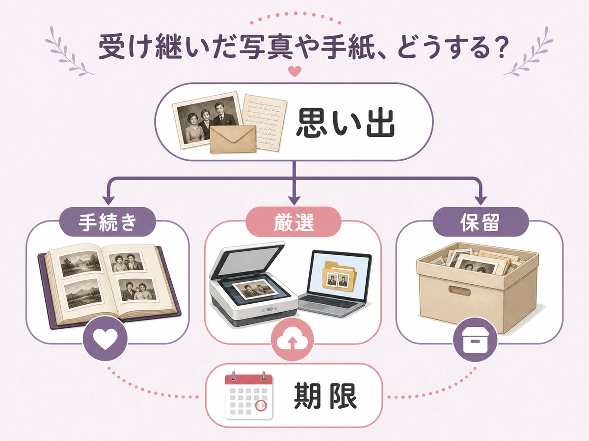 遺品整理で写真や手紙を残す・データ化する・保留する判断フロー