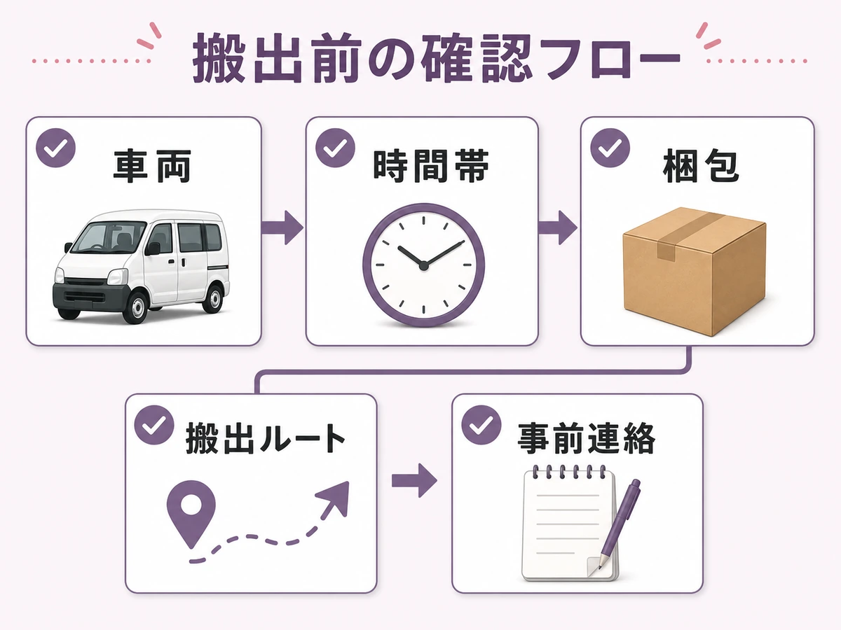 遺品整理で近所に配慮するための搬出前確認フロー