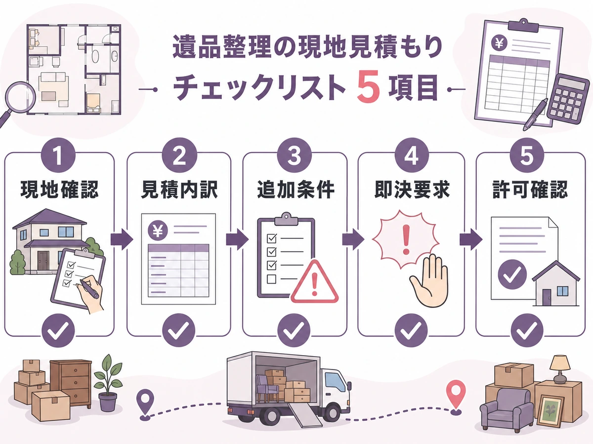 遺品整理の現地見積もりで確認する5項目の流れ