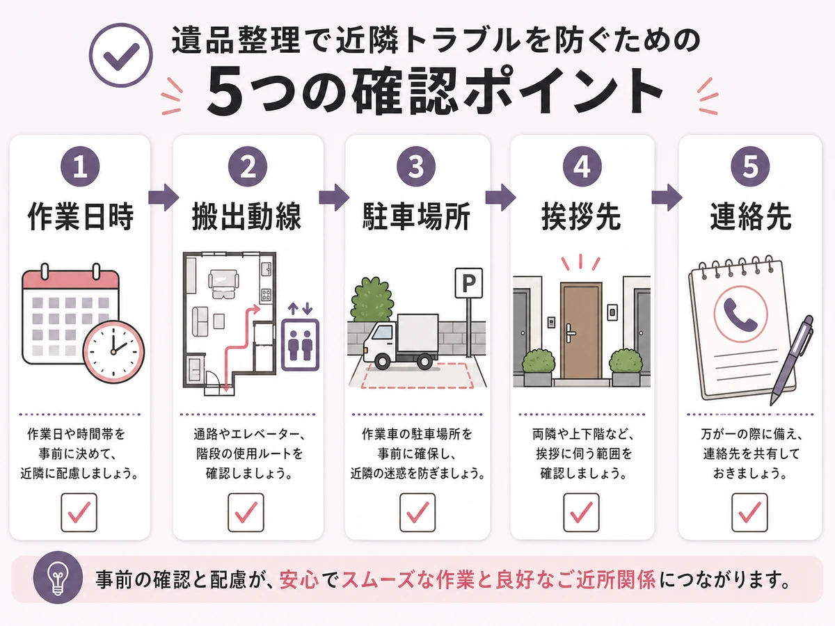 遺品整理で近隣トラブルを防ぐ作業前確認フロー