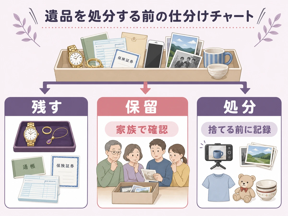 遺品を残す保留する処分する判断の流れ