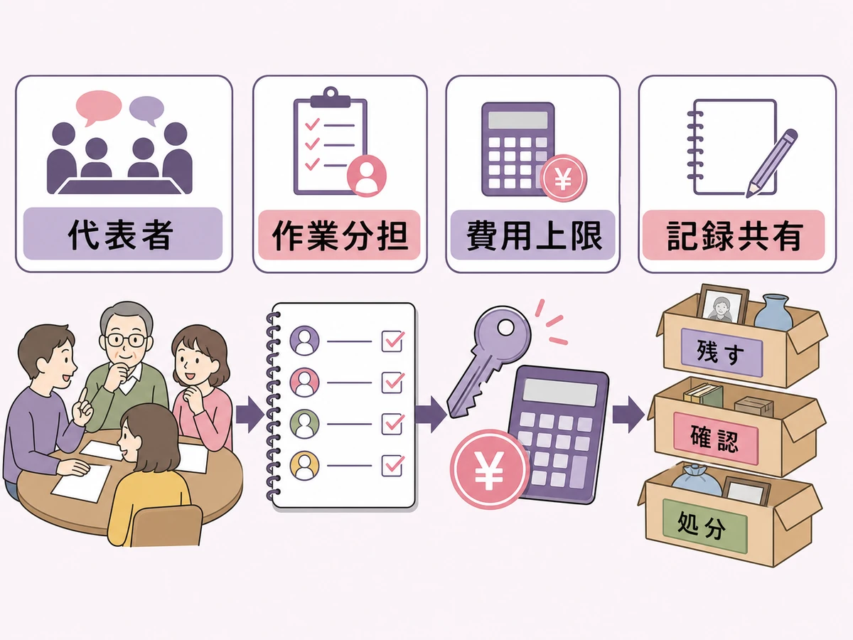 兄弟で遺品整理を始める前に決める代表者、作業分担、費用上限、記録共有の流れ