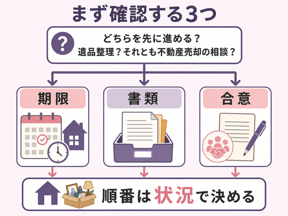 遺品整理と不動産売却の順番を決める期限・書類・合意の確認フロー