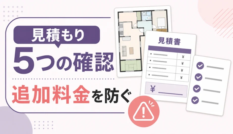 遺品整理の見積もりで追加料金を防ぐ5つの確認点を示す図解