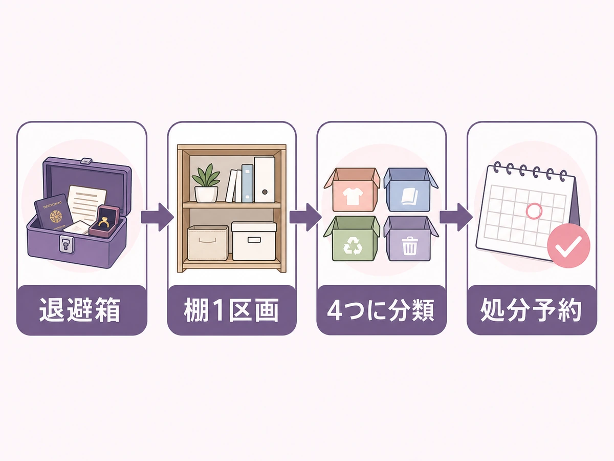物置部屋を退避箱から処分予約まで進める片付け手順