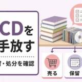 大量の本とCDを売る・保留・処分に分ける確認イメージ