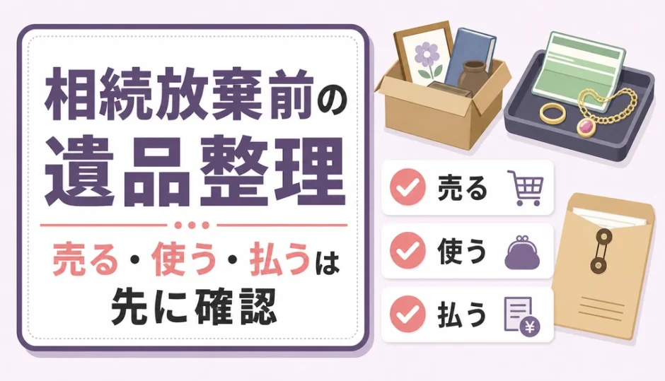 相続放棄前の遺品整理で売る・使う・払う行為を先に確認する注意点