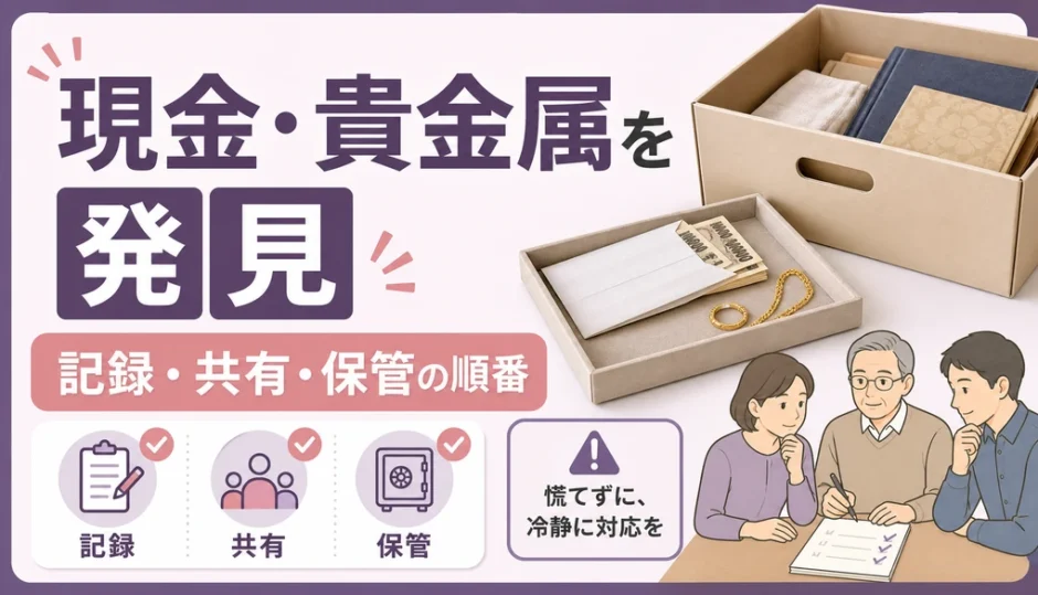 遺品整理で現金や貴金属を見つけた時の記録・共有・保管の順番