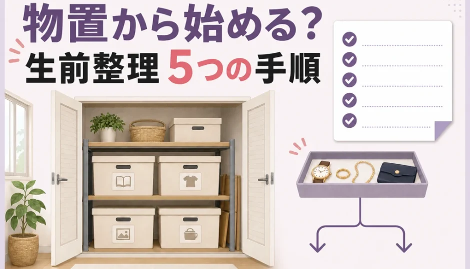 物置から始める生前整理の5つの手順を示すサムネイル