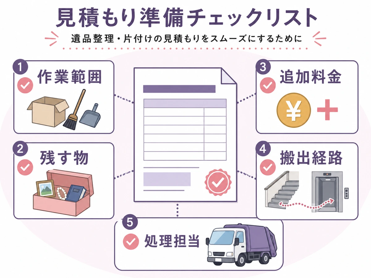遺品整理とゴミ屋敷清掃の見積もり前に伝える5項目