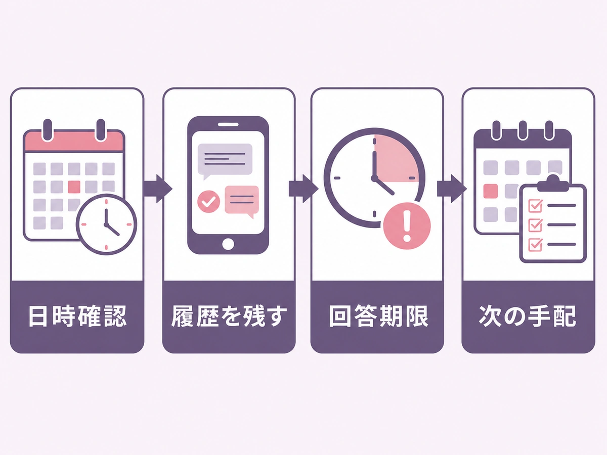 遺品整理業者が来ない時の日時確認、記録、回答期限、次の手配の順番