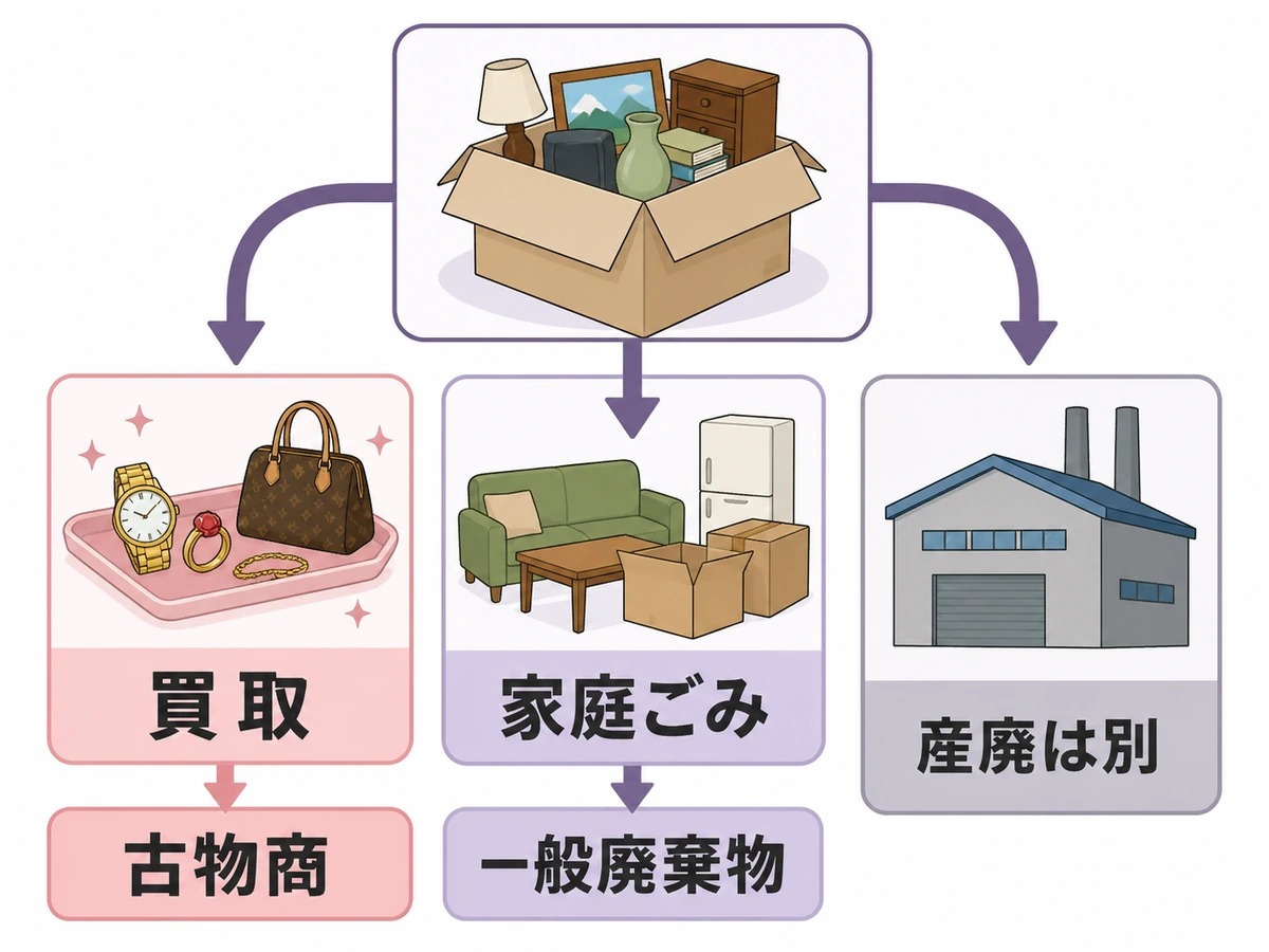 遺品整理の買取・家庭ごみ・産廃で確認する許可の違い