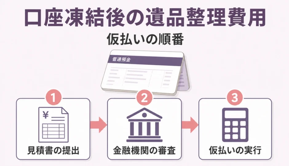 口座凍結後に遺品整理費用を用意する仮払いの順番