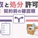 遺品整理の買取と処分で確認する許可が異なることを示す図