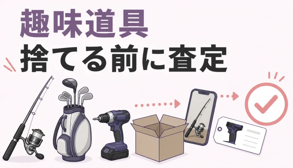 釣具・ゴルフクラブ・DIY工具を捨てる前に査定する判断を示す図