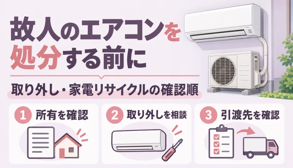 故人のエアコンを処分する前の所有・取り外し・引取の確認カード
